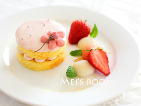 簡単桜クリームのミニケーキ　レシピ