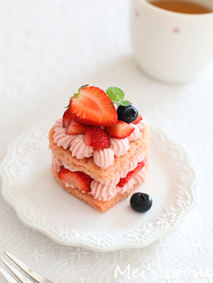 ピンクのミニショートケーキ　ハート　レシピ