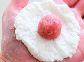 白玉粉で簡単桜のおはぎ　レシピ