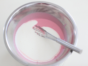 ピンクのマーブルレアチーズ　レシピ